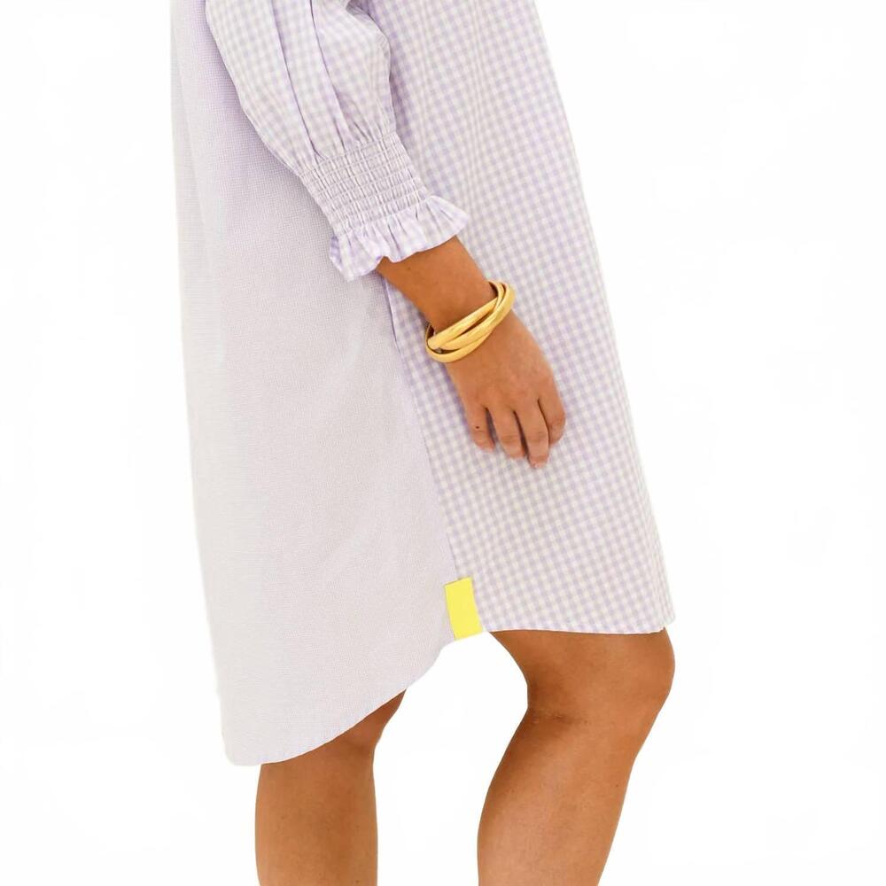 NEW CARYN LAWN kimberly opposite gingham mini dress in lavender - Picture 3 of 3